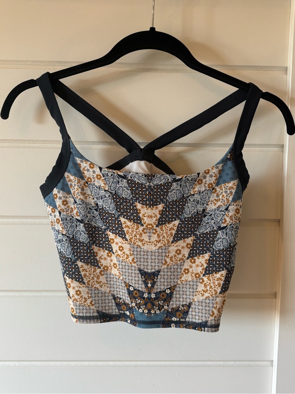 Patchwork quilt Z Supply Print Cropped Tank Top  - Blue & Brown